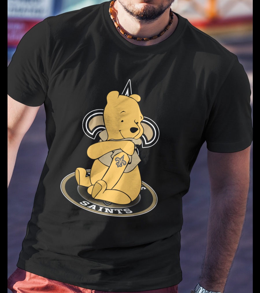 New Orleans Saints Winnie The Pooh Fan Logo Fusion T-Shirt