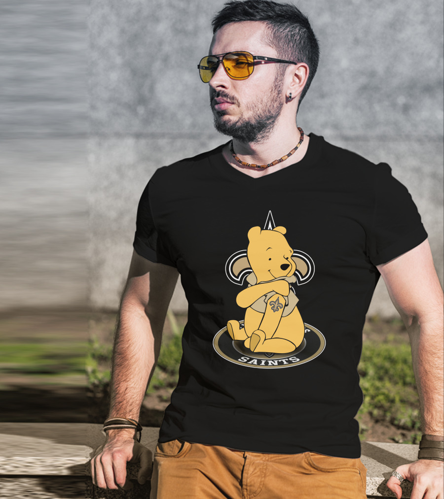 New Orleans Saints Winnie The Pooh Fan Logo Fusion T-Shirt