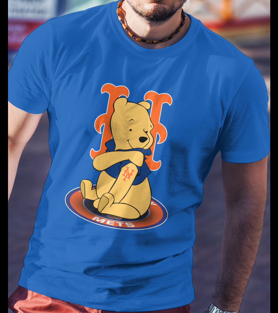 New York Mets Winnie The Pooh MLB Character Crossover T-Shirt
