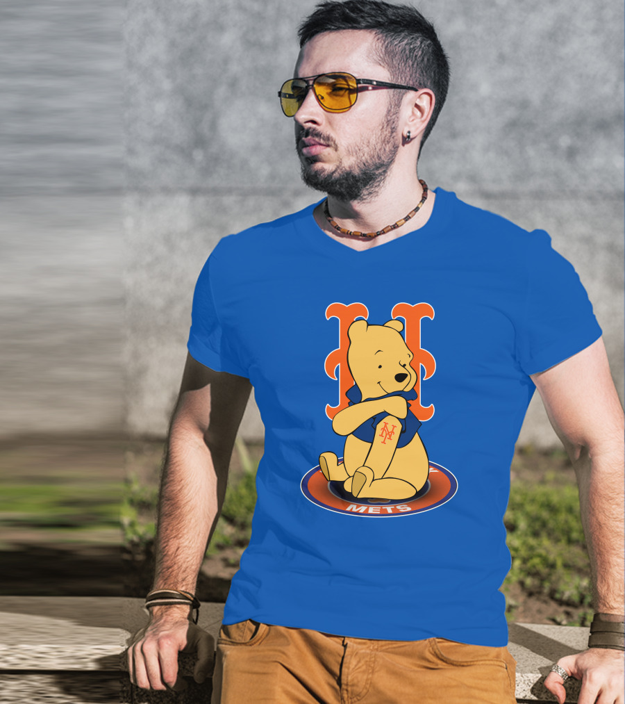 New York Mets Winnie The Pooh MLB Character Crossover T-Shirt