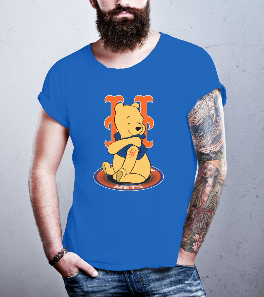 New York Mets Winnie The Pooh MLB Character Crossover T-Shirt