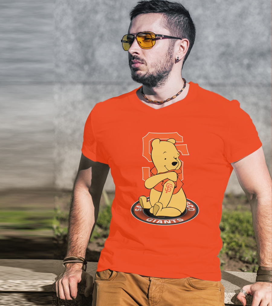 San Francisco Giants Winnie The Pooh Sitting With SF T-Shirt