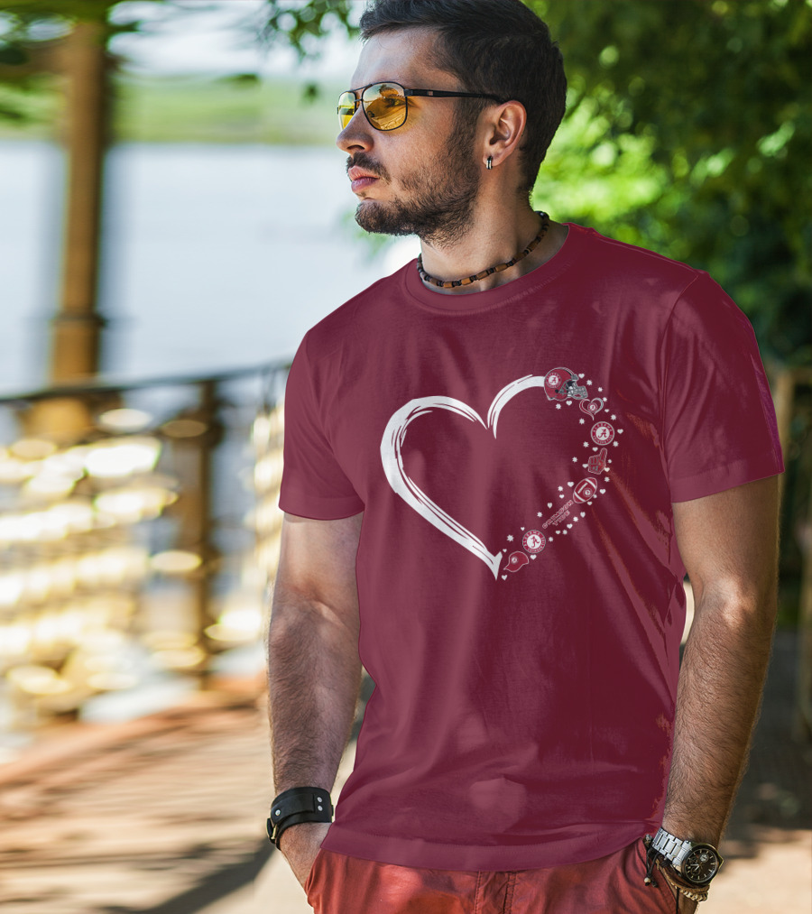 Alabama Crimson Tide Heart Design #1 Fan T-Shirt
