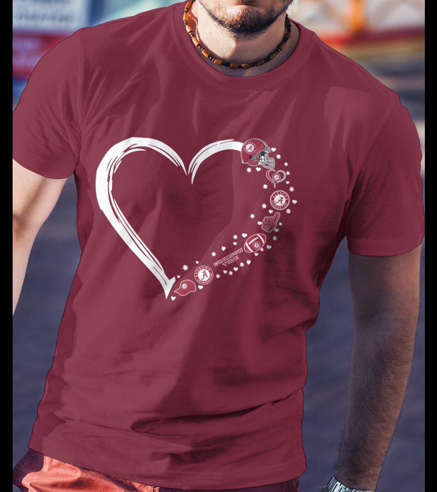 Alabama Crimson Tide Heart Design #1 Fan T-Shirt