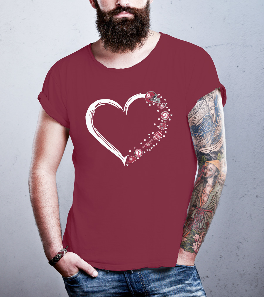 Alabama Crimson Tide Heart Design #1 Fan T-Shirt