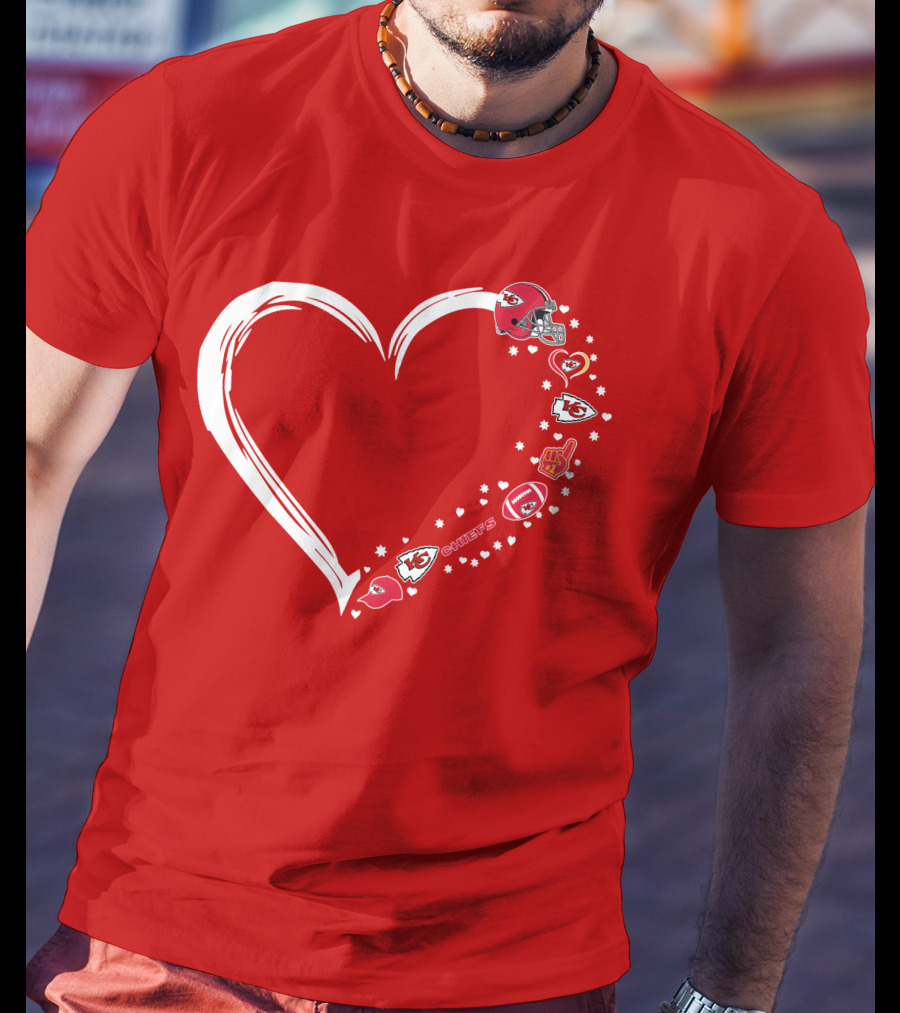 Kansas City Chiefs Fan Heart Helmet Football Stars Chiefs T-Shirt