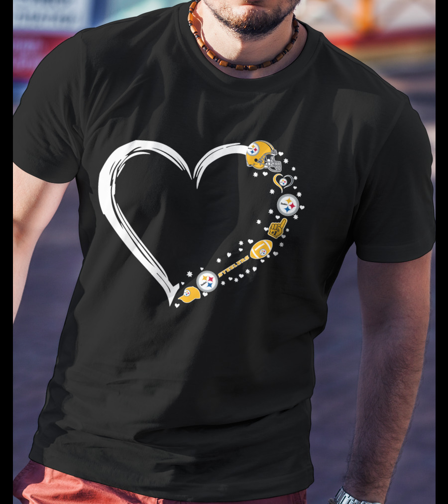 Pittsburgh Steelers Heart Helmet Foam Finger Stars Fan Art #1 Fan T-Shirt
