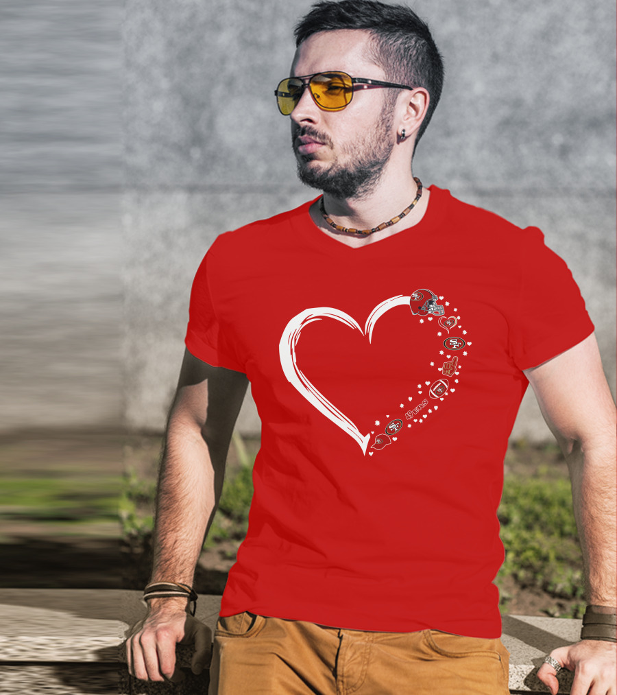 San Francisco 49ers Heart Design With Helmet T-Shirt