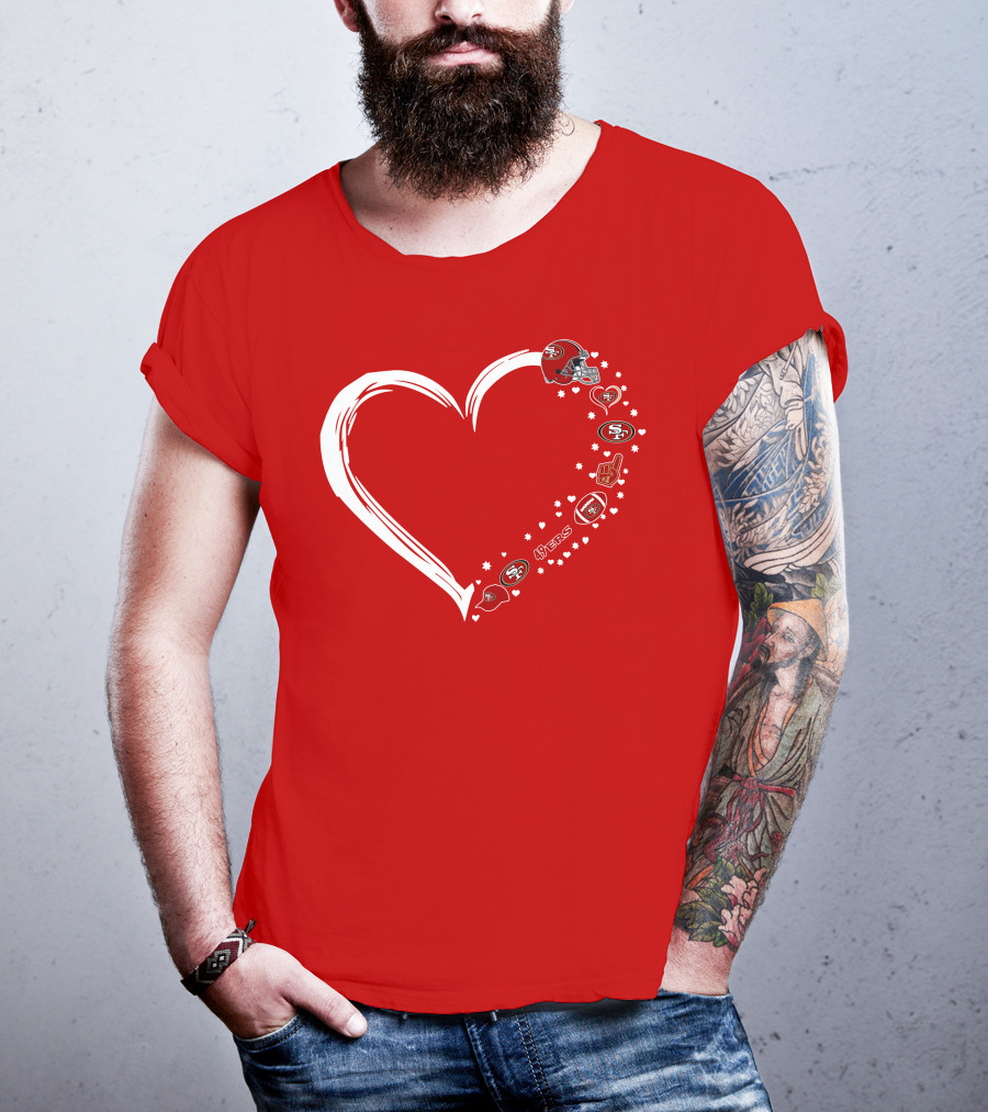 San Francisco 49ers Heart Design With Helmet T-Shirt