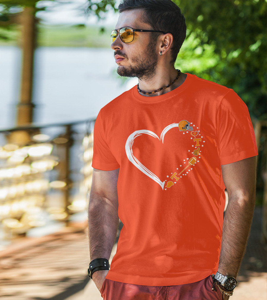 Tennessee Volunteers Heart Helmet Foam Finger Football Stars T-Shirt