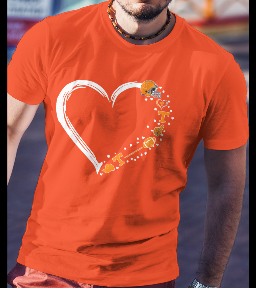 Tennessee Volunteers Heart Helmet Foam Finger Football Stars T-Shirt