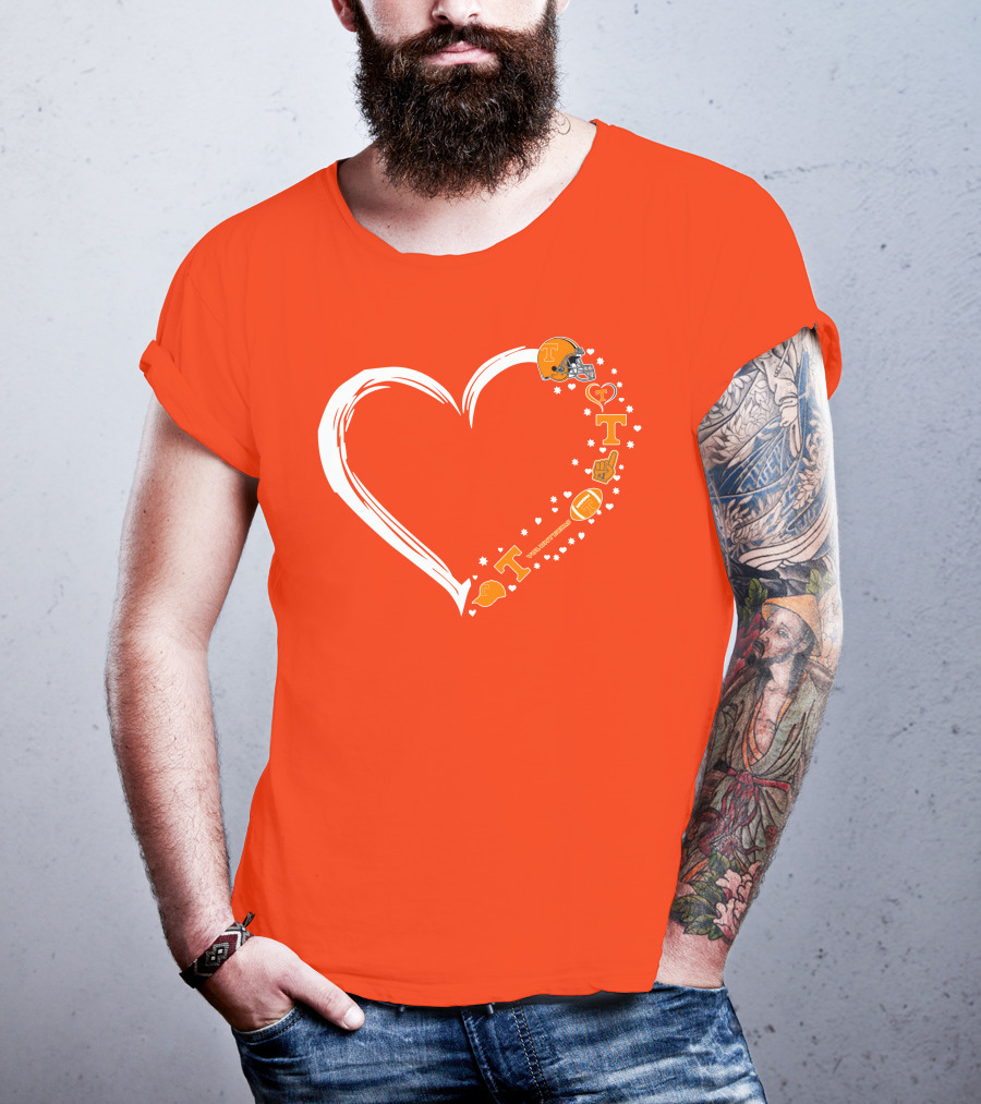 Tennessee Volunteers Heart Helmet Foam Finger Football Stars T-Shirt