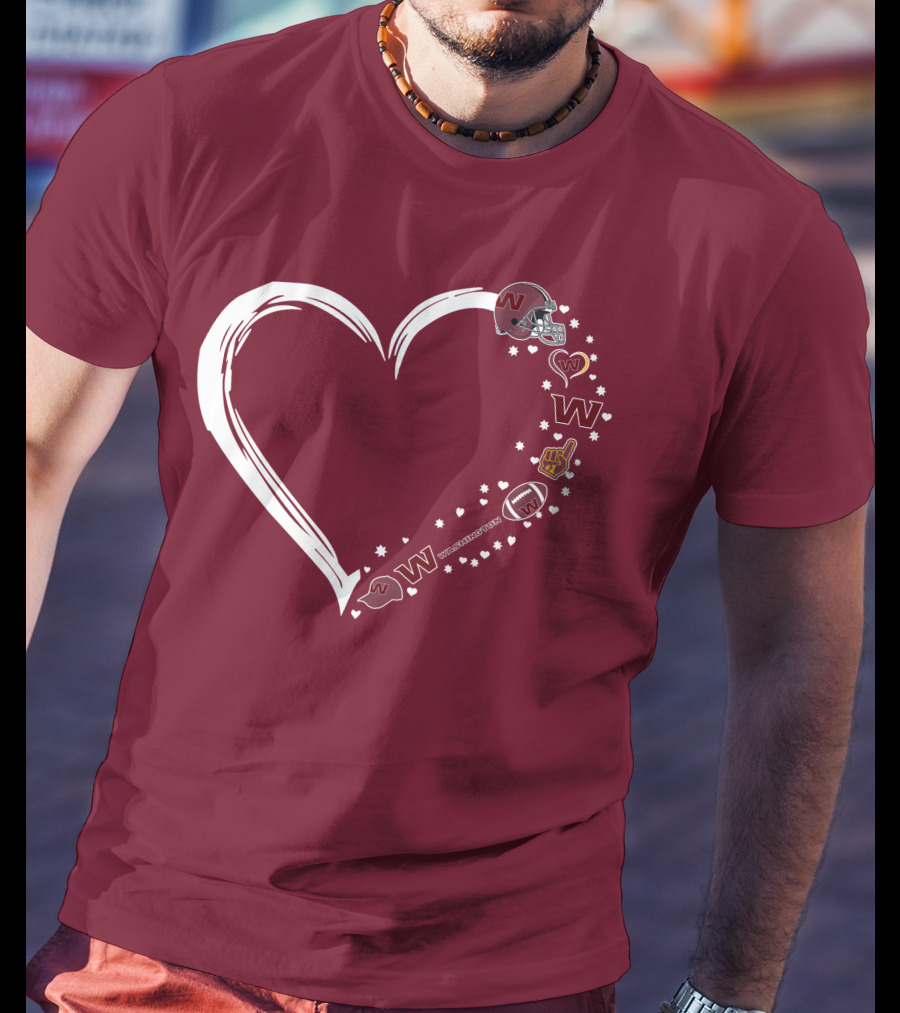 Washington Football Team Heart Helmet Fan W Love #1 T-Shirt