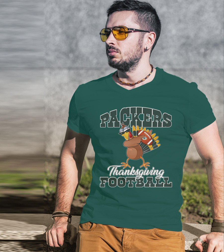 Packers Thanksgiving Football Turkey With Sunglasses T-Shirt