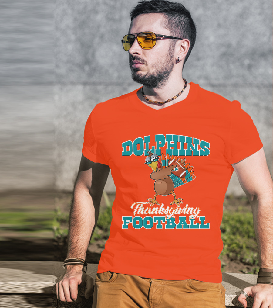 Dolphins Thanksgiving Football Turkey T-Shirt