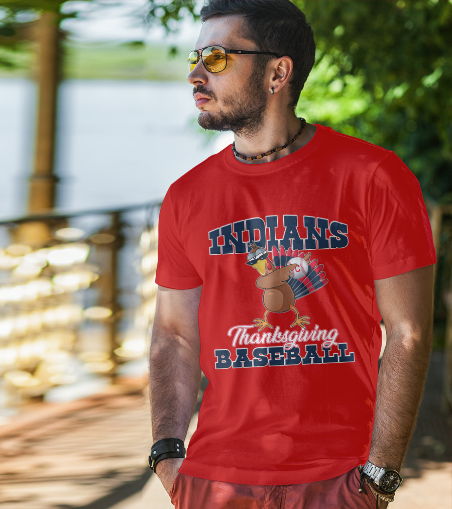 Indians Thanksgiving Baseball Turkey T-Shirt