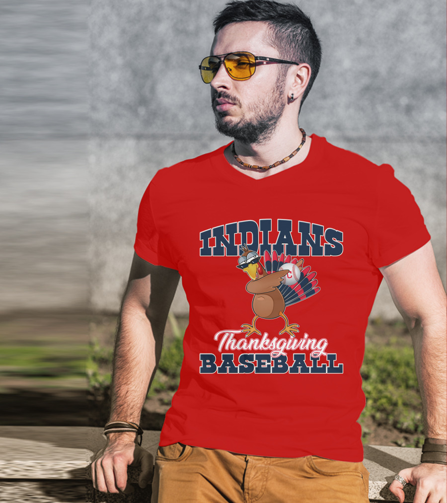 Indians Thanksgiving Baseball Turkey T-Shirt