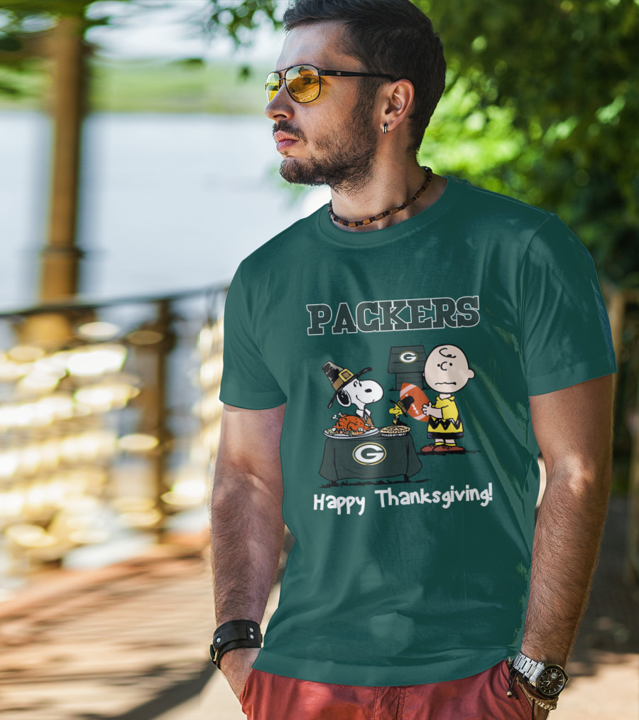 Packers Snoopy Charlie Brown Happy Thanksgiving T-Shirt