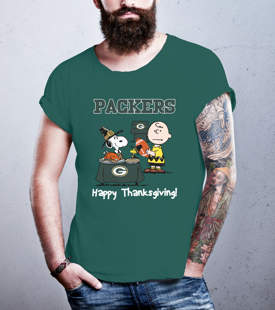Packers Snoopy Charlie Brown Happy Thanksgiving T-Shirt