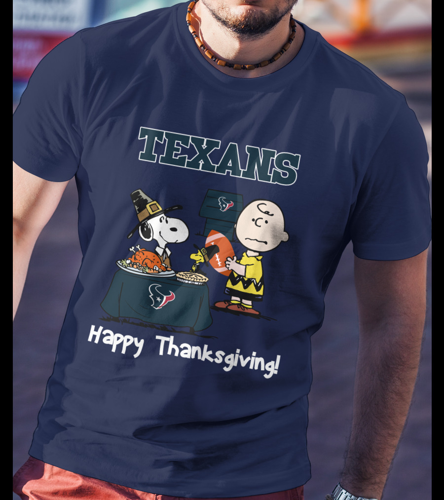 Texans Snoopy Charlie Brown Thanksgiving Football T-Shirt