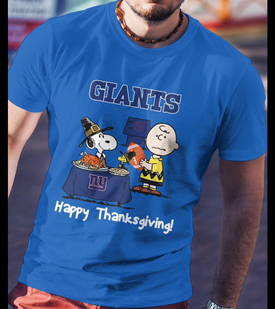 GIANTS Snoopy Happy Thanksgiving Football Charlie Brown T-Shirt
