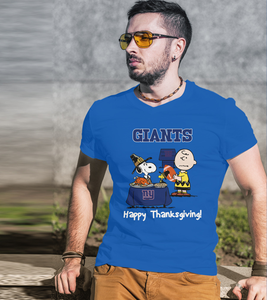 GIANTS Snoopy Happy Thanksgiving Football Charlie Brown T-Shirt