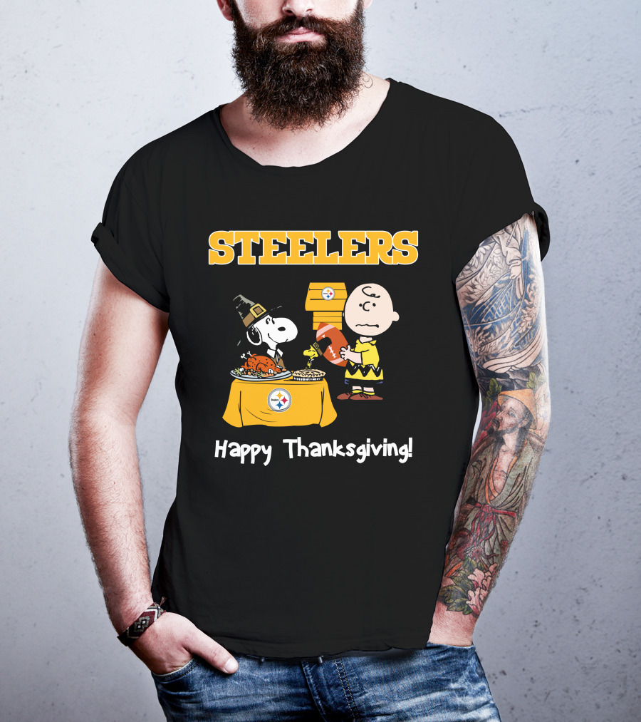 Steelers Snoopy Charlie Brown Happy Thanksgiving T-Shirt