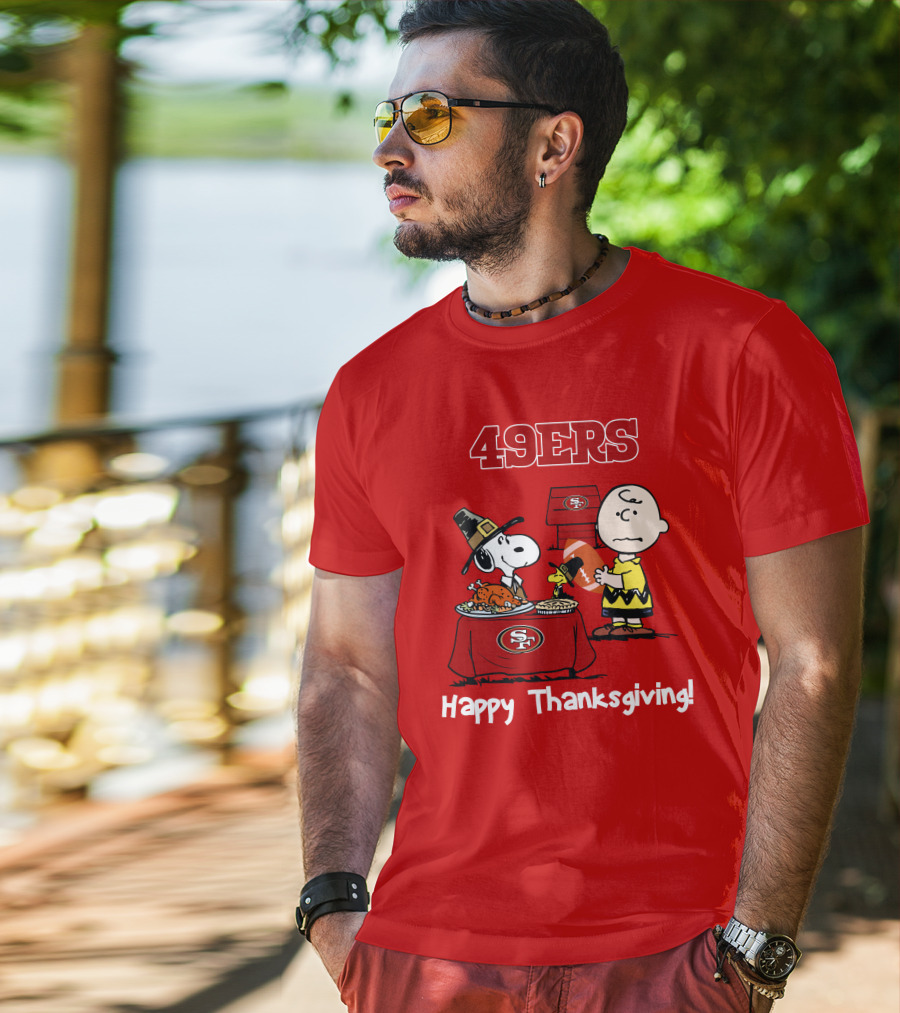 49ers Snoopy And Charlie Brown Thanksgiving T-Shirt