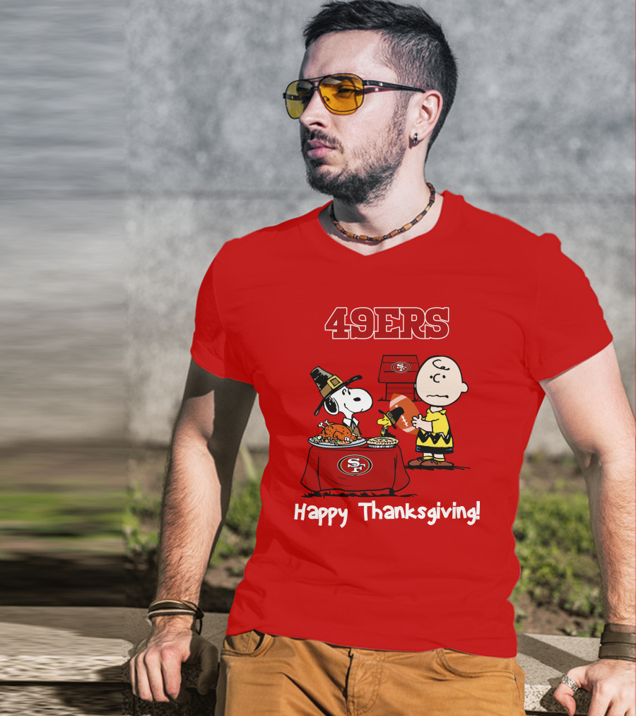 49ers Snoopy And Charlie Brown Thanksgiving T-Shirt