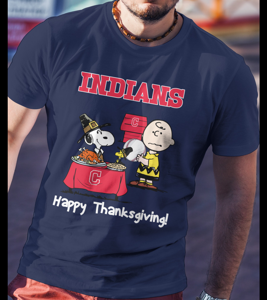 Indians Snoopy Happy Thanksgiving Charlie Brown Peanuts T-Shirt