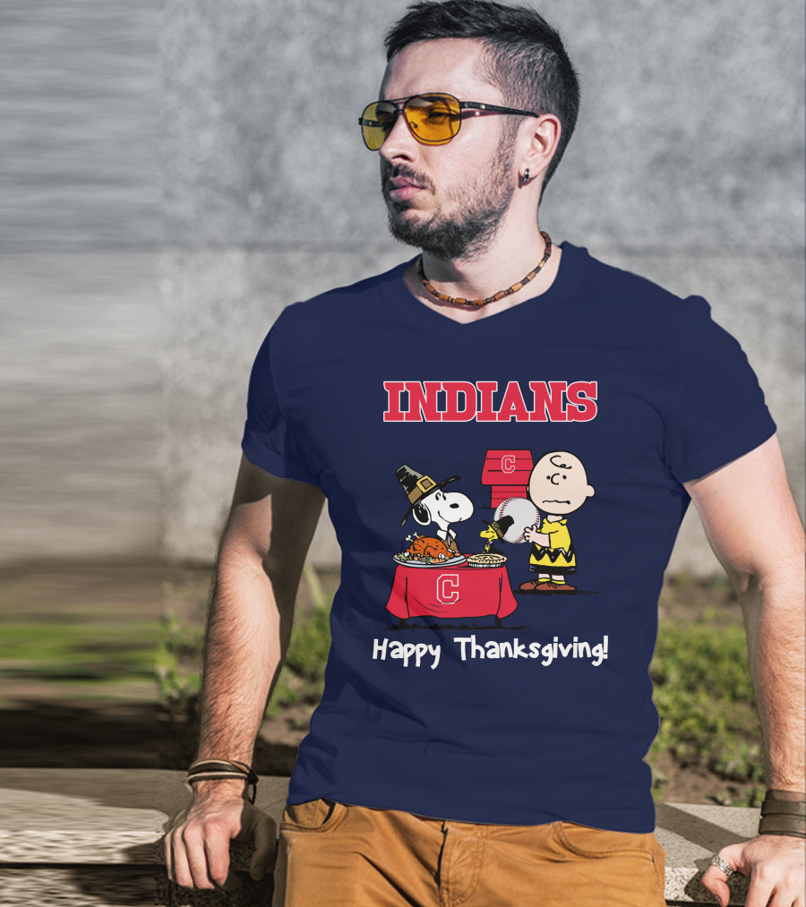 Indians Snoopy Happy Thanksgiving Charlie Brown Peanuts T-Shirt