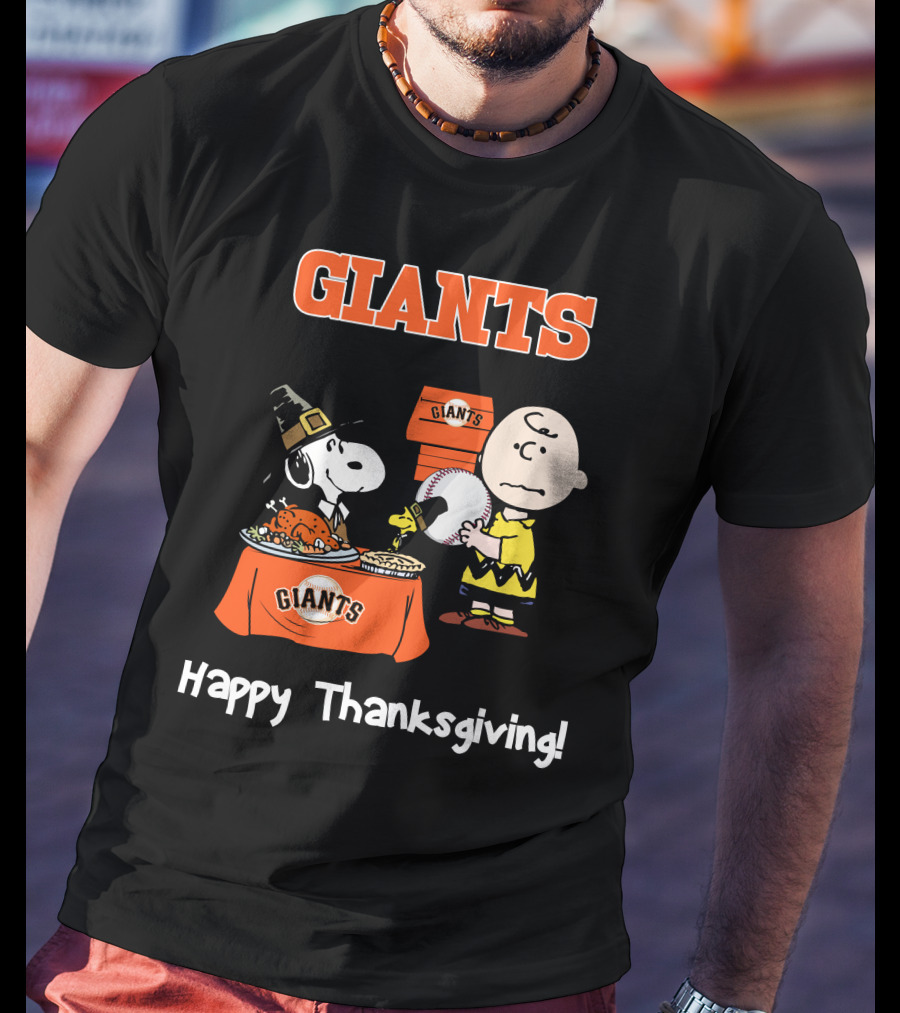 San Francisco Giants Snoopy Charlie Brown Happy Thanksgiving T-Shirt