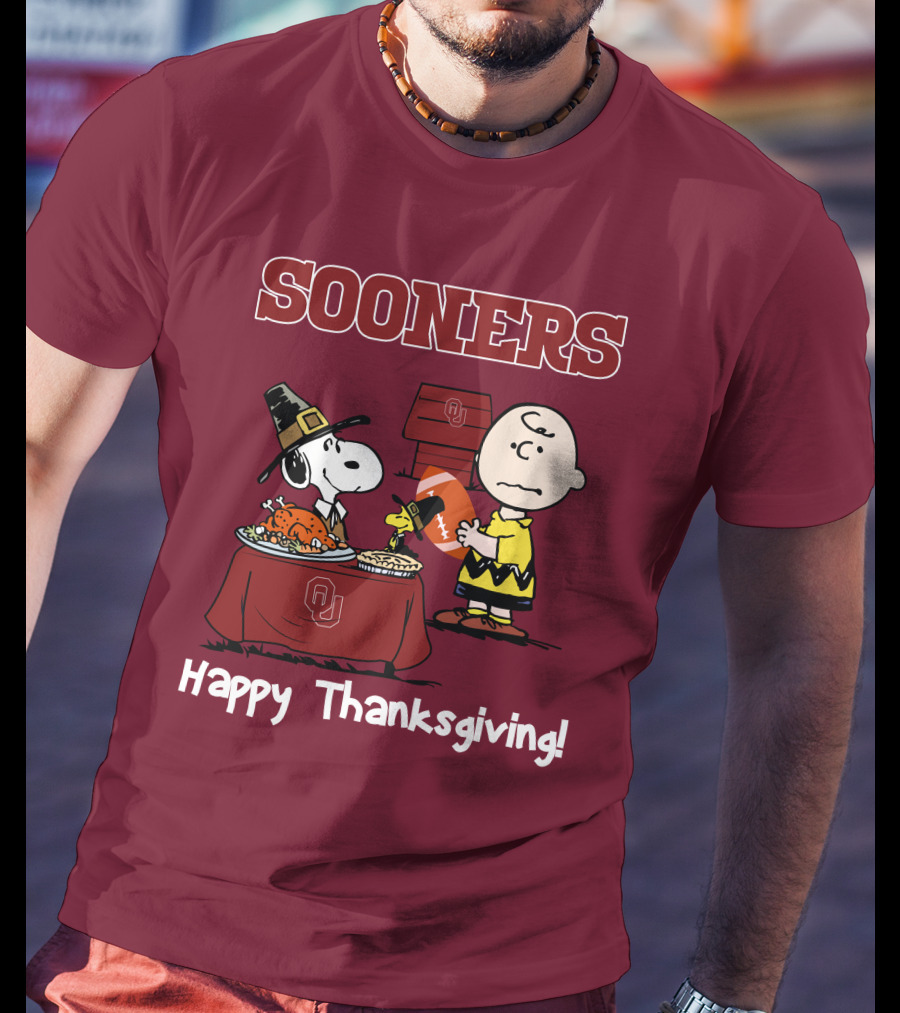 Sooners Happy Thanksgiving Snoopy And Charlie Brown T-Shirt