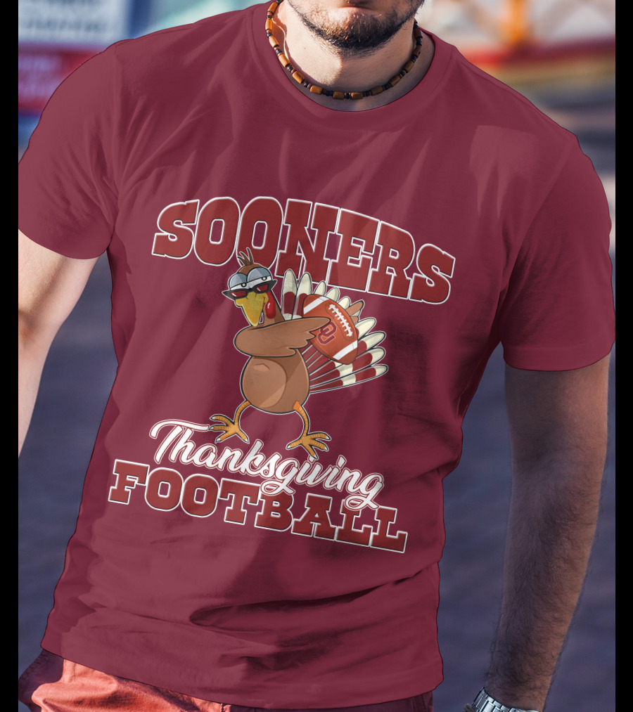 Sooners Thanksgiving Football Turkey In Sunglasses T-Shirt