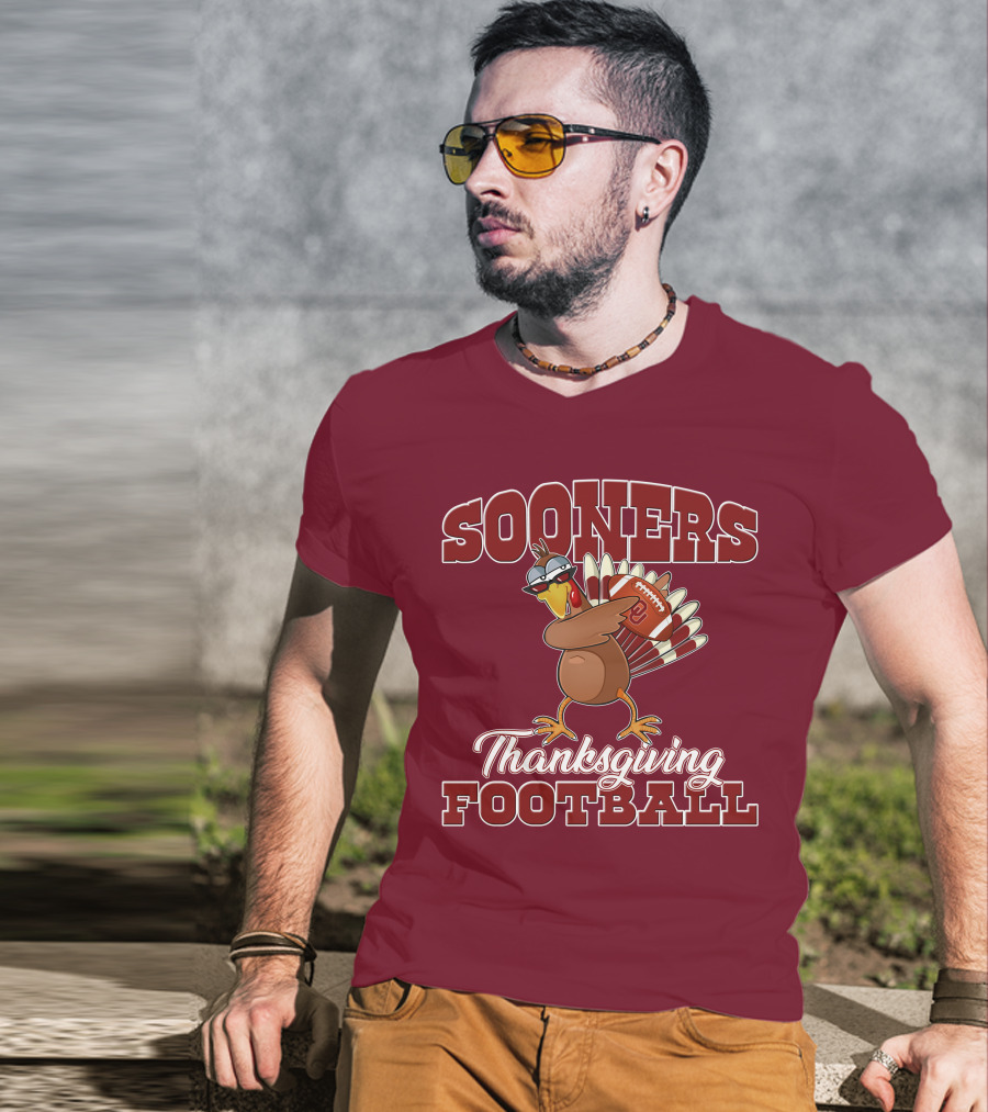 Sooners Thanksgiving Football Turkey In Sunglasses T-Shirt