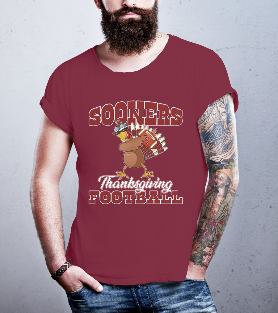 Sooners Thanksgiving Football Turkey In Sunglasses T-Shirt