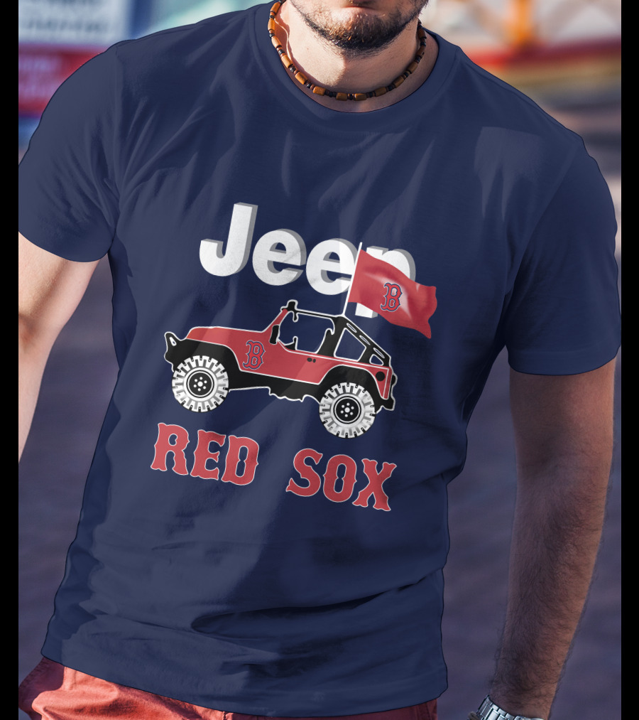 Jeep Red Sox Adventure With Boston Flag T-Shirt