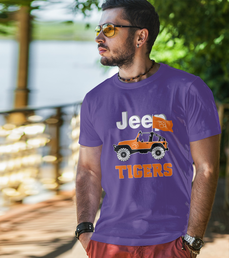 Jeep Clemson Tigers Paw Print Off-Road Enthusiast Flag T-Shirt