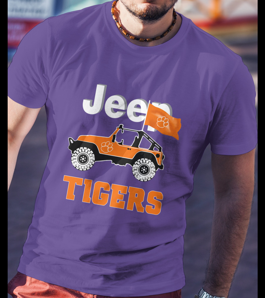Jeep Clemson Tigers Paw Print Off-Road Enthusiast Flag T-Shirt