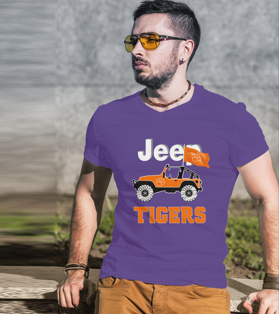 Jeep Clemson Tigers Paw Print Off-Road Enthusiast Flag T-Shirt