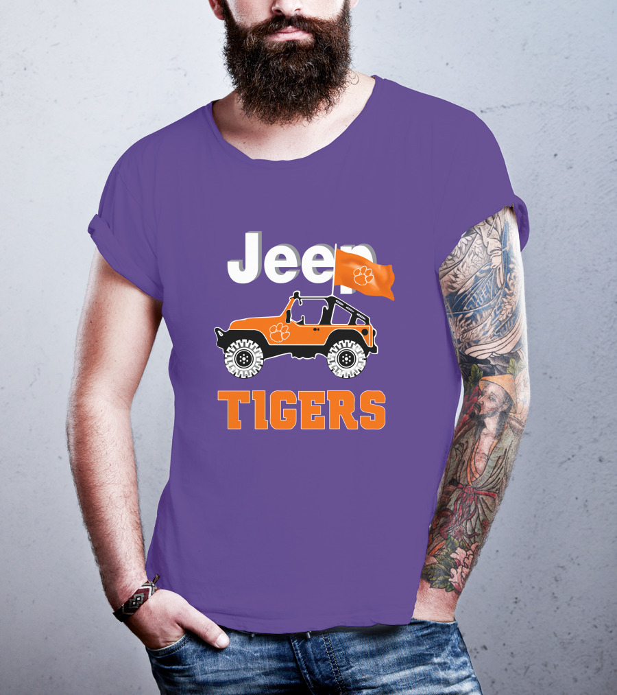 Jeep Clemson Tigers Paw Print Off-Road Enthusiast Flag T-Shirt