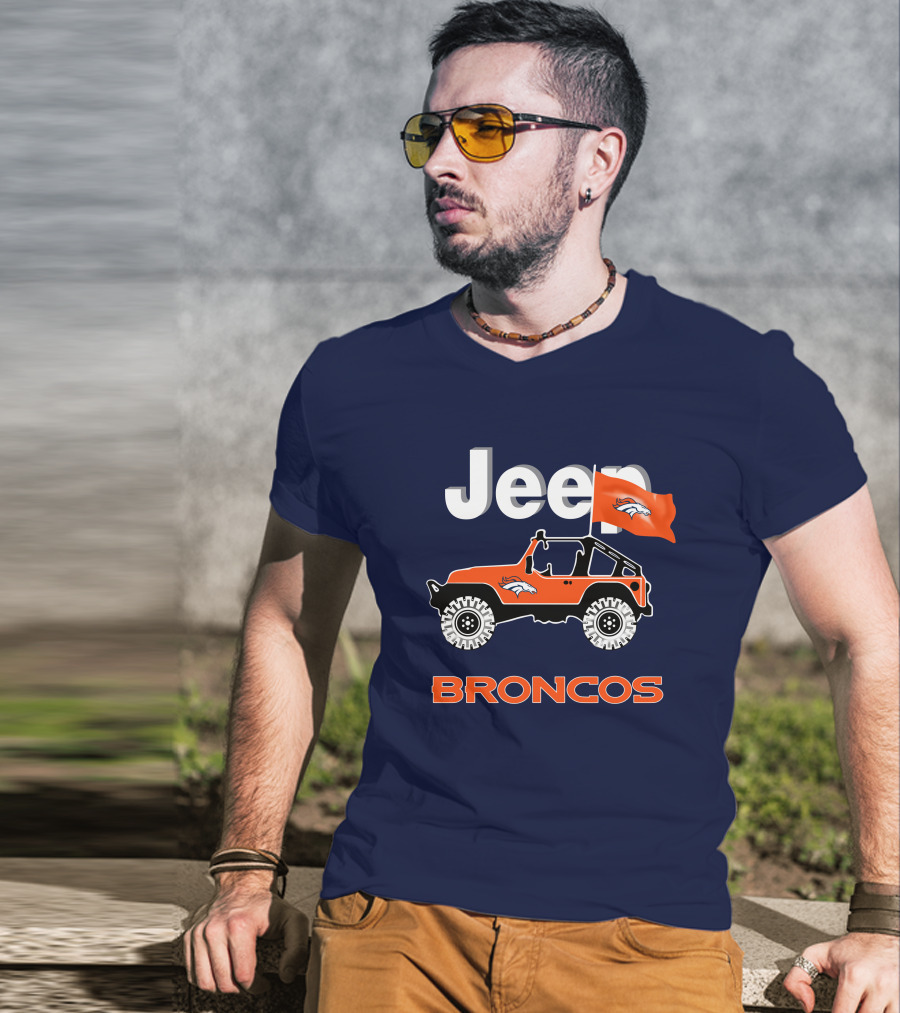Jeep Broncos Denver Broncos Flag Logo Orange Offroad Fan Gear T-Shirt