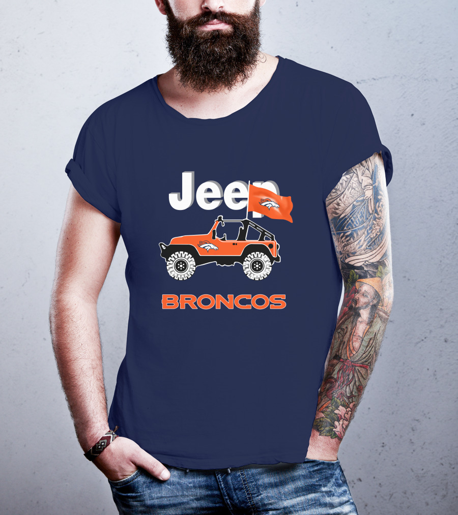 Jeep Broncos Denver Broncos Flag Logo Orange Offroad Fan Gear T-Shirt