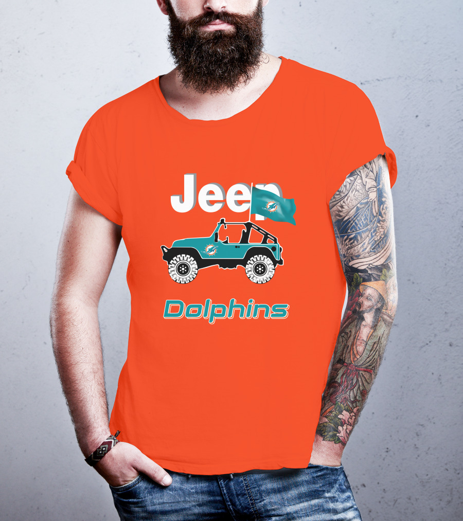 Jeep Dolphins Miami Flag Adventure T-Shirt