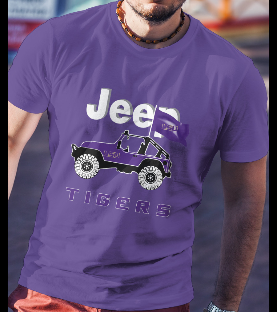 Jeep Lsu Tigers Purple Flag T-Shirt
