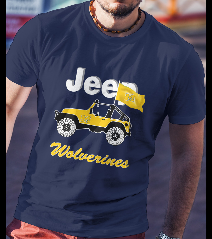 Jeep Michigan Wolverines M Flag Yellow T-Shirt