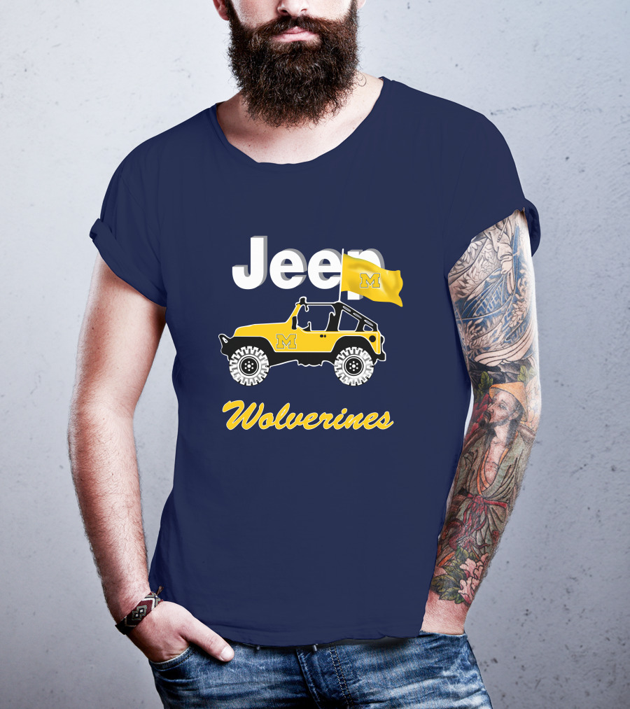 Jeep Michigan Wolverines M Flag Yellow T-Shirt