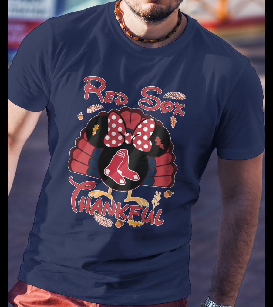 Red Sox Thankful Minnie Thanksgiving Turkey T-Shirt