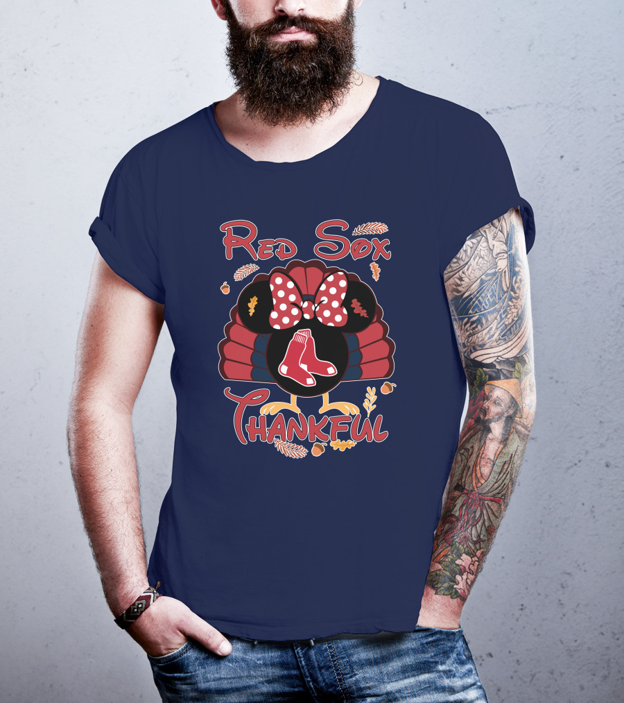 Red Sox Thankful Minnie Thanksgiving Turkey T-Shirt