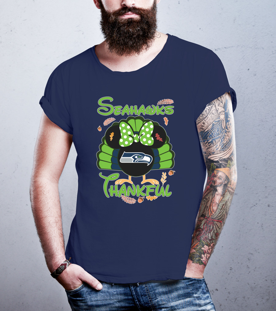 Seahawks Thankful Thanksgiving Minnie Icon Football T-Shirt